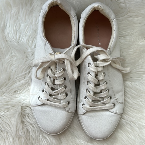 Topshop white pebbled leather COLA sneakers - Picture 3 of 11